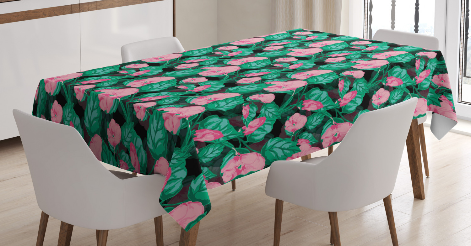 Tropical Tablecloth, Exotic Arrangement of Foliage and Flower
