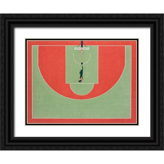 Polischuk, Ekaterina 14x12 Black Ornate Wood Framed with Double Matting Museum Art Print Titled - Shadow Basketball