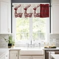 thumbnail image 3 of Christmas Kitchen Curtains and Valances Set, Abstract Deer Pine Leaf Red Black Buffalo Plaid Rod Pocket Window Valance Window Curtain Panels for Living Room Bedroom Laundry, 27.5x24in, 3 Pieces, 3 of 7