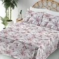 thumbnail image 3 of Ambesonne Flowers Fitted & Flat Sheet with Shams 4 Pcs Set, Soft Lily Ornament Pastel, Calking, Coral Pale Mauve and Dimgray, 3 of 5