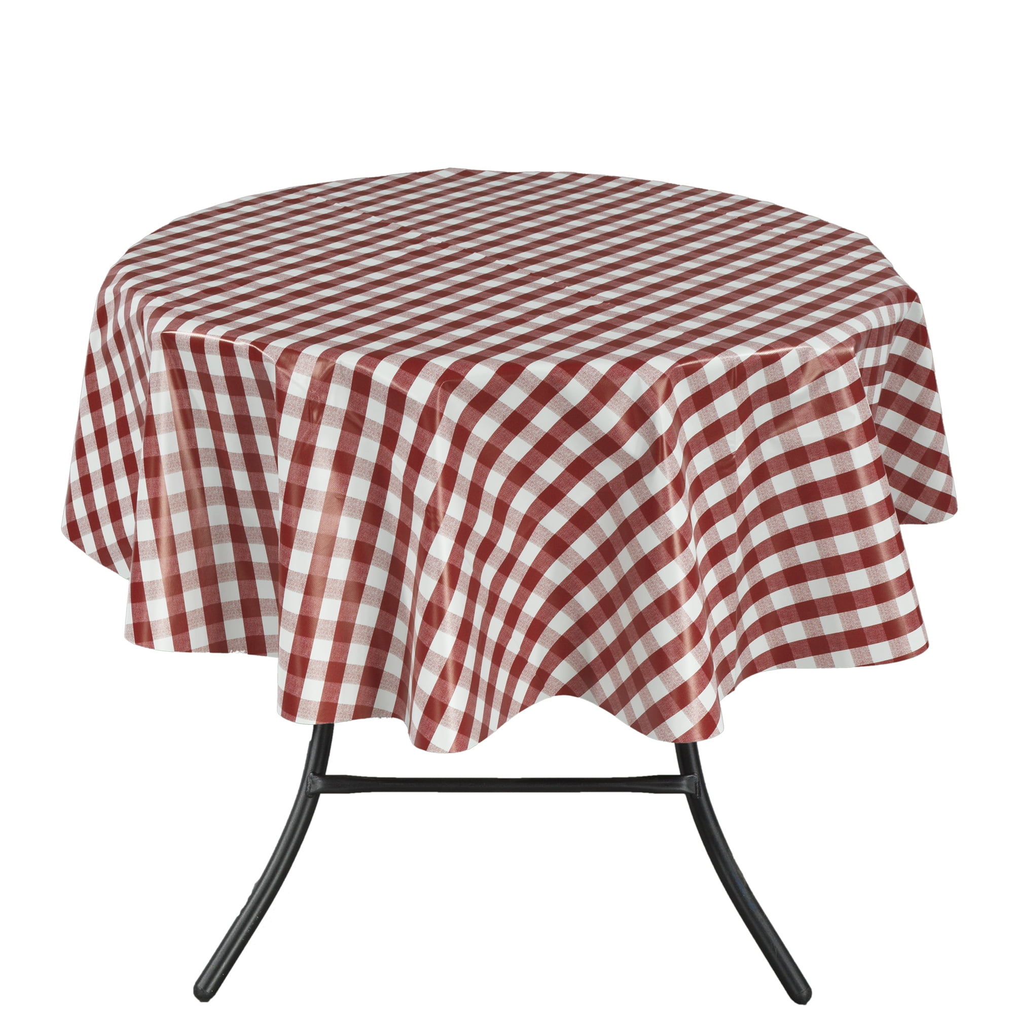Ottomanson Vinyl Red Checkered Design Indoor & Outdoor Tablecloth with