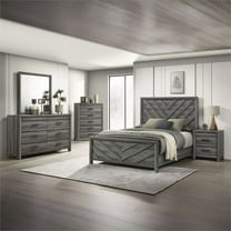 Denver Modern Style 5PC King Size Bedroom Set Made With Wood in Gray Colour