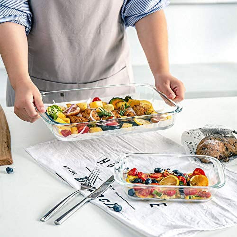 JoyFul by JoyJolt 8pc Glass Bakeware Set. 4x Baking Pan Dishes and 4x  Baking Dish Lids for Kitchen Storage, Deep Baking Sheet, Oven Tray,  Rectangle