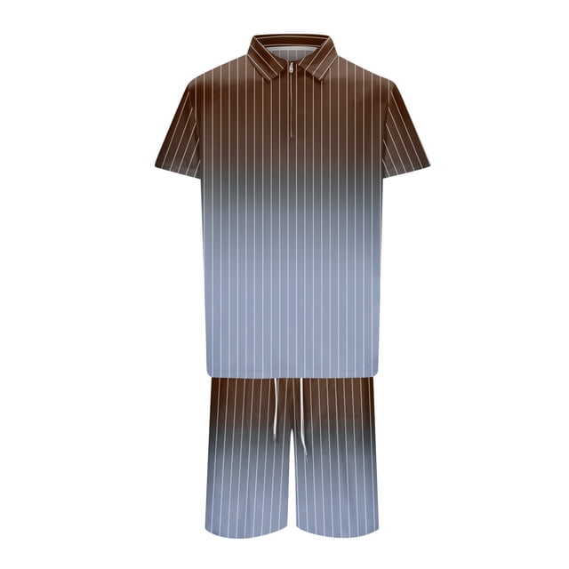 toraway Costumes pour Hommes Ensemble 2 Pcs Mode Costume Imprimé Dégradé Rayé S