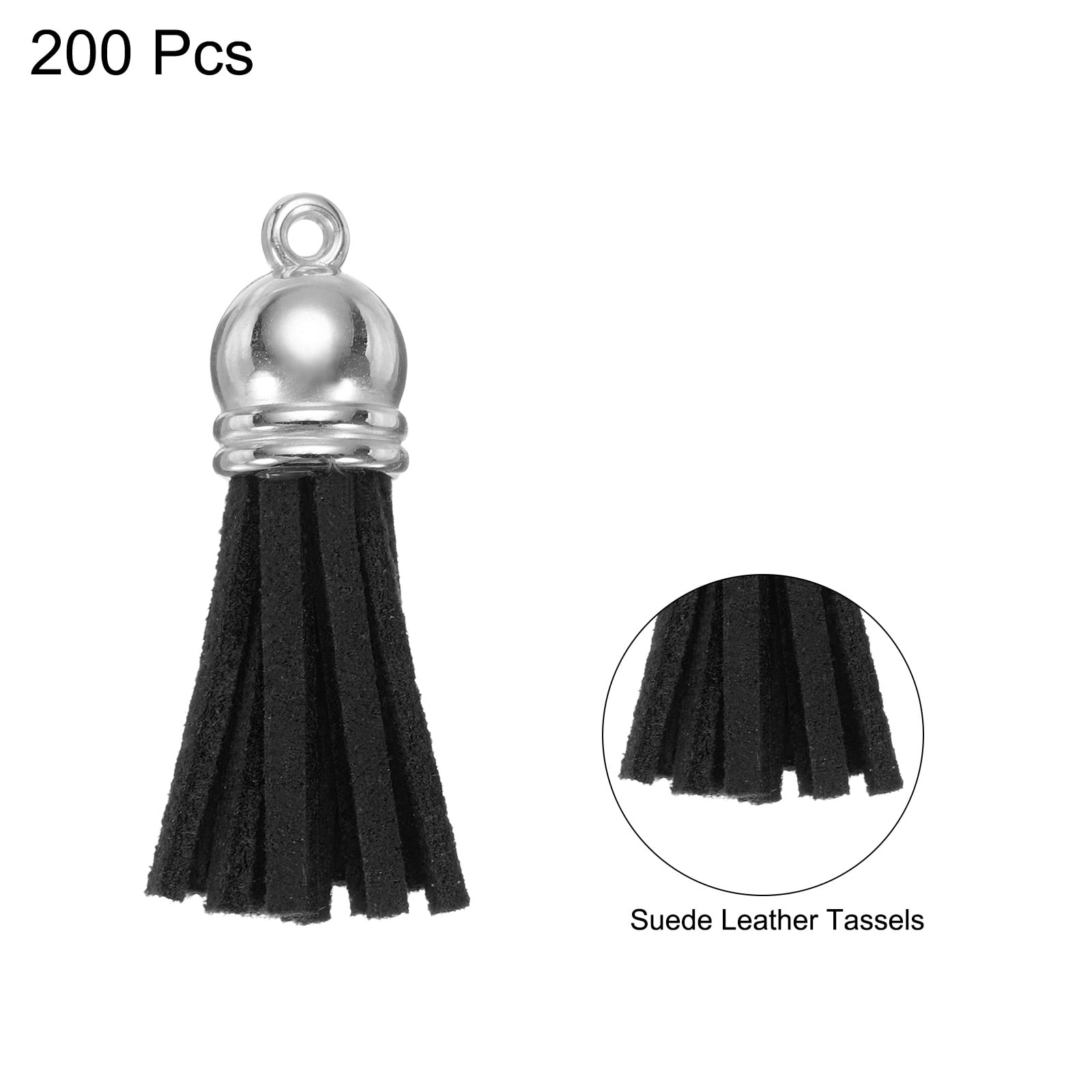 Unique Bargains Keychain Tassels Bulk Leather Tassels Black