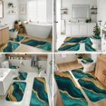 thumbnail image 4 of Green and Gold Marble Pattern Bathroom Rug Set 4 Piece,Includes Contour,Lid Cover,Bath Mat,Non-Slip Extra Soft Absorbent Washable, 4 of 5