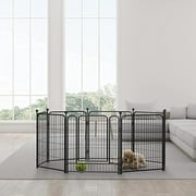 FXW 32" Height 8 Panels Dog Playpens Heavy Duty Pet Exercise,Outdoor Dog Pens with Doors for Large/Medium/Small Dogs, Pet Puppy Outdoor & Indoor，black