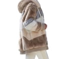 thumbnail image 3 of FASHIONWT Women Shaggy Colorblock Faux Furry Hoodie Coat Zipper Overcoat, 3 of 4