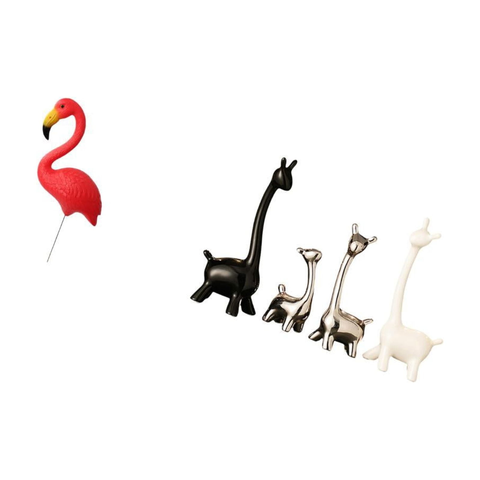 Miulika Bird Giraffe Statue Figurine Yard Art Ornament Flamingo Garden Stake Sculpture Ceramic Centerpiece Modern Creative Desk Office Bookshelf Bedroom Decor Holiday Spring