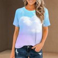thumbnail image 2 of MEICHEN Women's Round Neck Short Sleeved T Shirt Loose Fashionable Casual Printed Top Summer Trendy Clothing for Women, 2 of 4