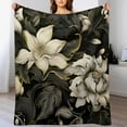thumbnail image 4 of Black Modern Botanical Elegant Contemporary Blanket French Vintage Euro Style Soft Throw Blanket 50"x60" Soft Cozy Throw Blanket Throw Size Warm Plush Blankets for All Season, 4 of 6