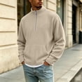 thumbnail image 5 of Men's Oversized Corduroy Half Zip Sweatshirts Mock Neck Long Sleeve Pocket Loose Fit Casual Everyday Fall Winter Tops, 5 of 8