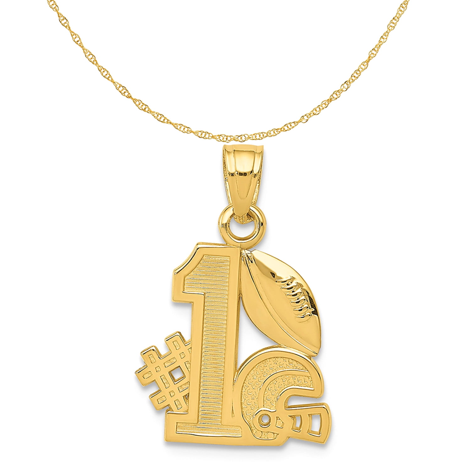 14K Yellow Gold Football Profile Pendant, 20mm, Adult Unisex