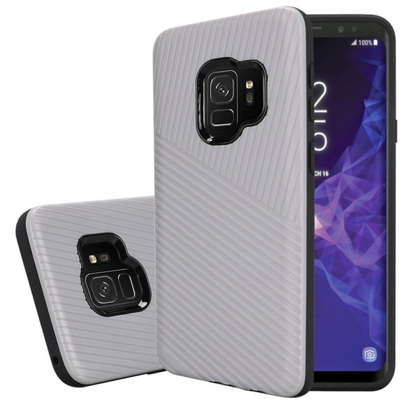 GSA Slim Embossed Textured Case for Samsung Galaxy S9 - Silver Black