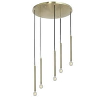 Dainolite 5 Light Pendant in Aged Brass