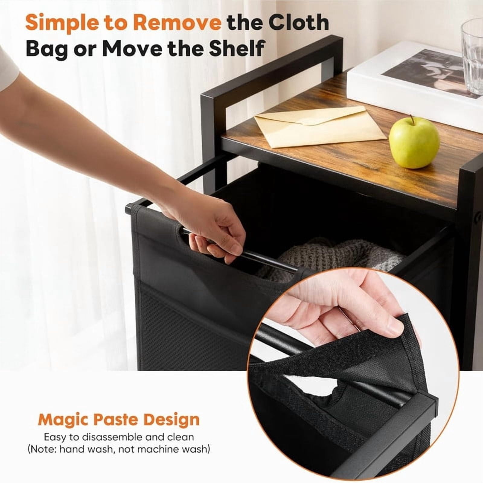 Kelno Laundry Sorter Rolling Laundry Basket with 3 Removable Bags Lockable Wheels Top Shelf, Black