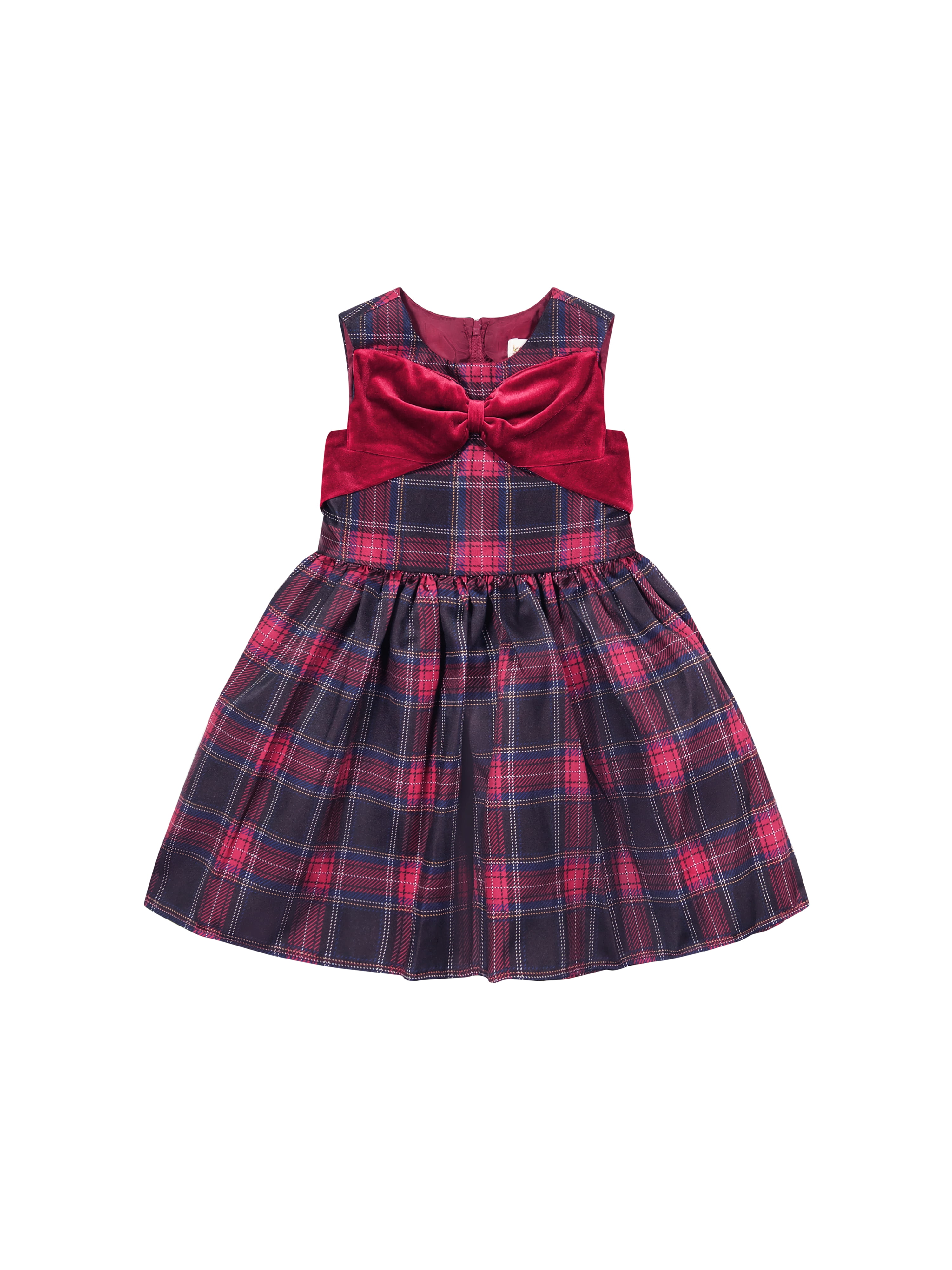 Kensie Toddler Girl Sleeveless Plaid Dress and Velvet Coat Set, Sizes 12 Months-3T