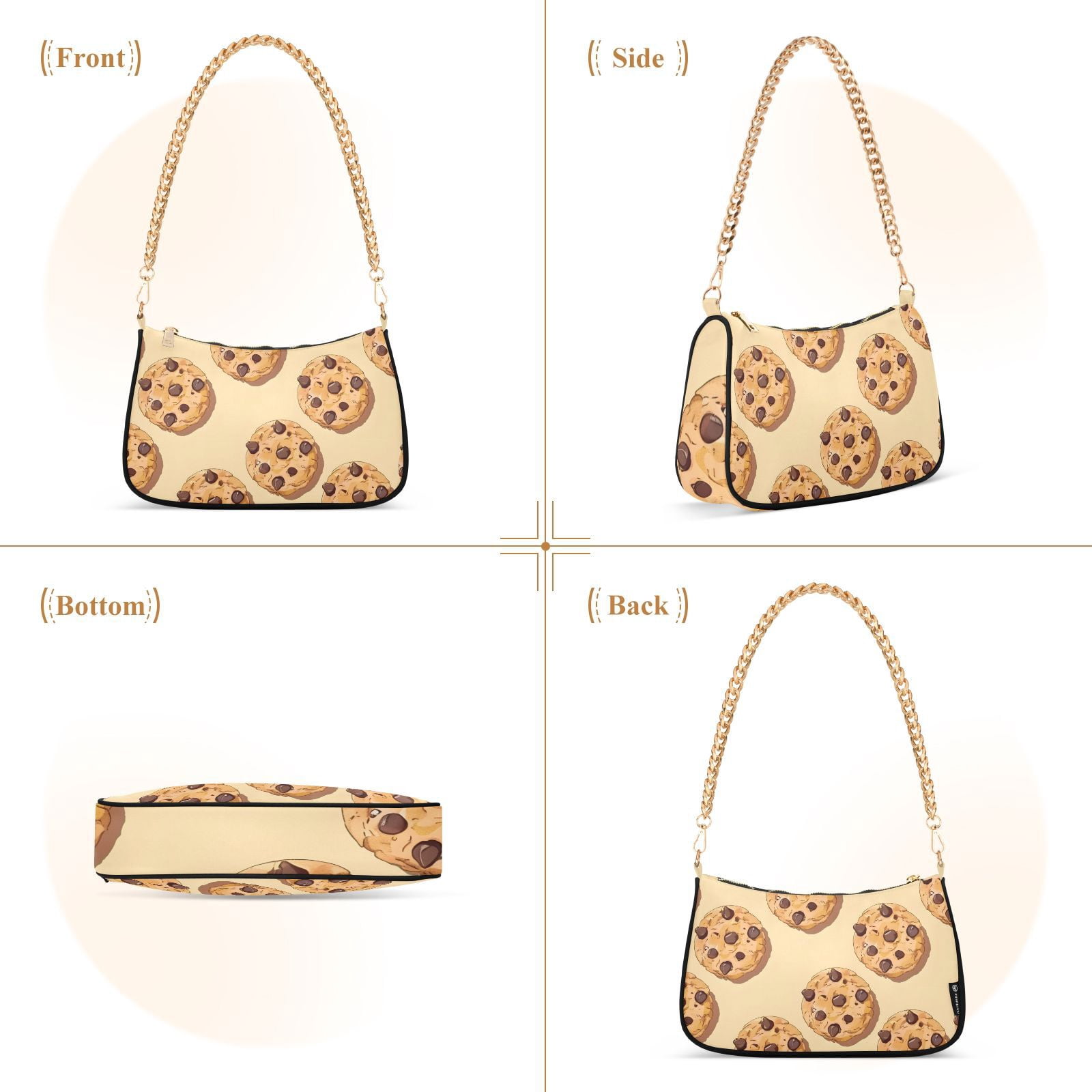 Chocolate Chip Cookies SmallWomen Small Shoulder Bag Crossbody Tote Hobo Bags Purse Clutch Handbags with Chain Strap for Women