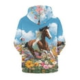 thumbnail image 2 of Uourmeti Galaxy Romantic Flower Horse Teen Girls Hooded Pullover Long Sleeve Soft Comfy with Pockets Casual Loose Top for Travel Size 10-12, 2 of 7