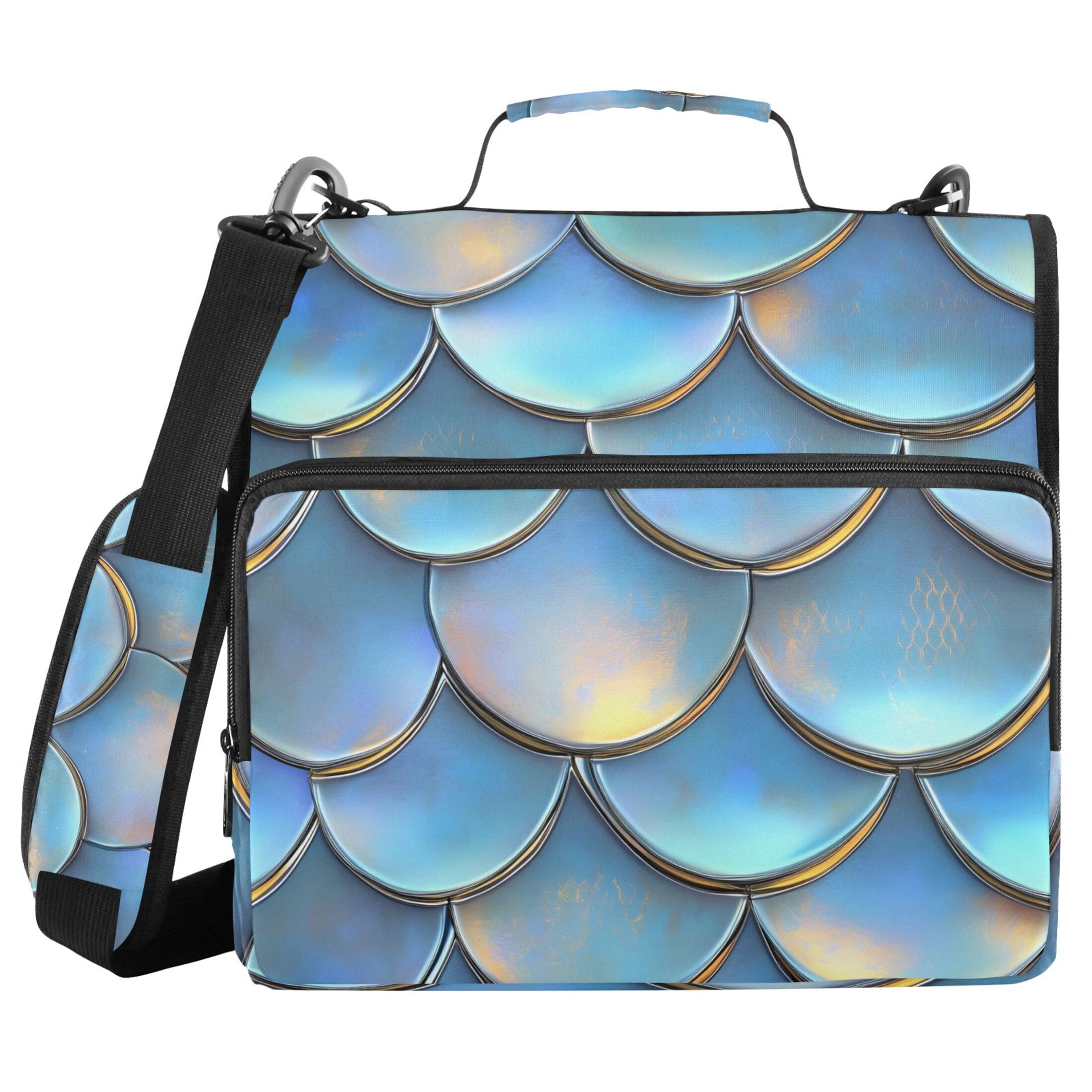 ALAZA Zipper Binder Scale Blue 3 Ring Trapper Keeper File Folder Organizer Bag