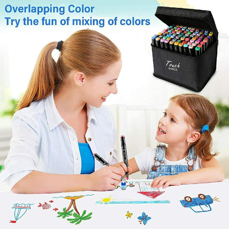 80 Colors Alcohol Based Markers, Premium Dual Tip Artist Art Markers Set  for Kids Adult Coloring Sketching Drawing Painting, Permanent Sketch Markers  Pen with Carry Case 