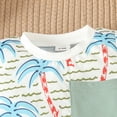 thumbnail image 5 of Boys Clothes Round Neck Tropical Plant Print Short Sleeve T Shirt Solid Color Shorts Suit Boys Summer Outfit 2pcs, 5 of 9