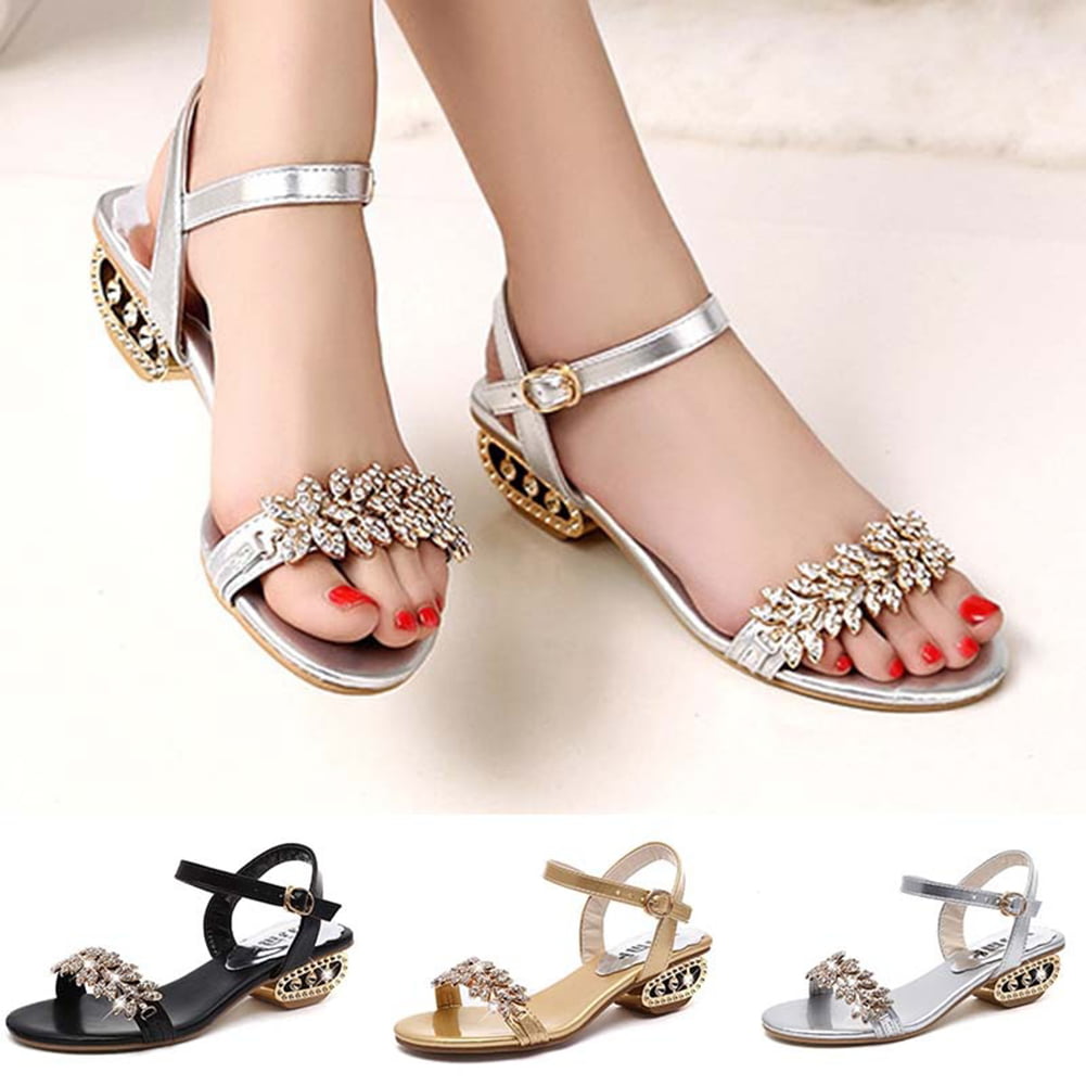 Details about   Womens Rhinestone Flats Slingback Sandals Shoes Non-slip Open Toe Buckle Stylish