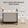 thumbnail image 5 of QW Laundry Hamper 3 Section, 120L Rolling Laundry Sorter with Removable Liner Bag, Laundry Basket with Wheels, Steel Frame with Metal Handle, Clothes Hamper Cart for Laundry Room & Bedroom, 5 of 9