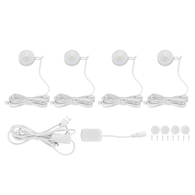 Luces LED de disco para debajo de gabinetes, regulables, ultrafinas, redondas, para salas de exposiciones, gabinetes, 1 por 4