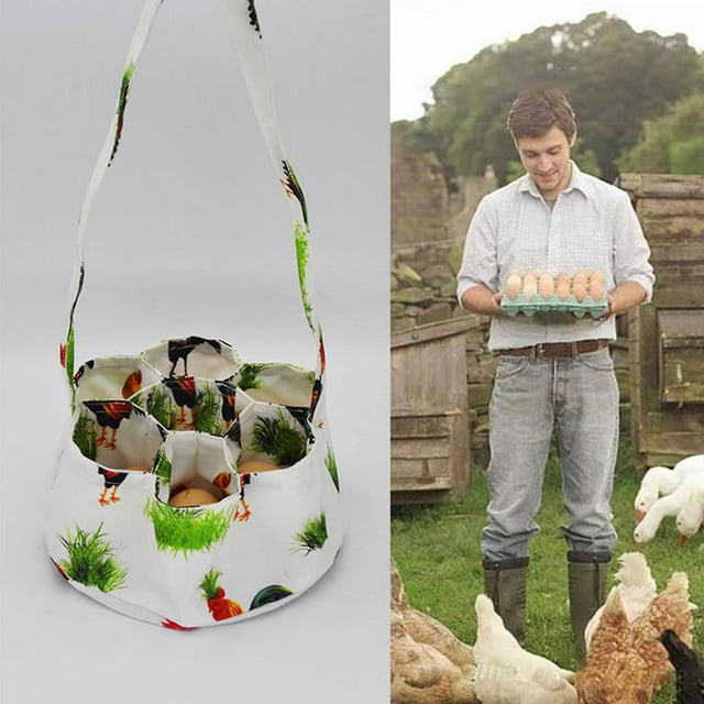 Panier de Collecte d'Ufs, Mini Panier à Ufs de Poule, Panier de Collecte d'Ufs avec 7 Pochettes, Panier à Ufs de Poule pour Rassembler des Ufs Frais - Semaine