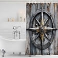 thumbnail image 2 of Vintage Coastal Shower Curtain Set - Extra Long 72" x 96" Washable Bathtub Curtain with 12 Hooks, Compass Nautical Summer Beach Waterproof Fabric Stall Shower Curtains for Bathroom/Bathtub Décor, 2 of 6