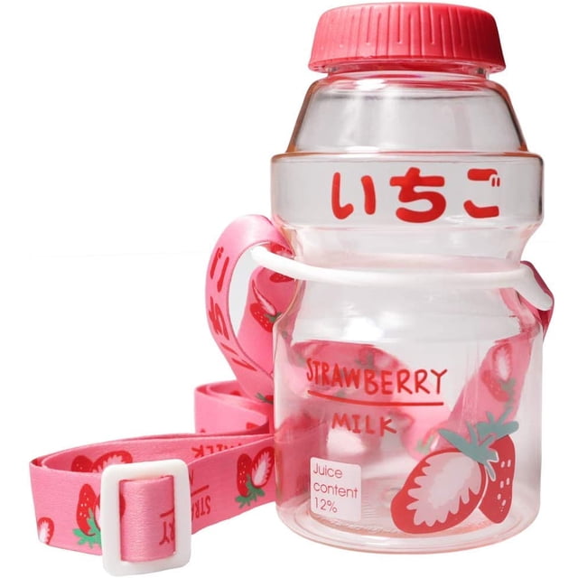Botella de agua de jugo de fruta de plástico Botella de coctelera de dibujos animados de leche roja Jormftte WMSS-98-3