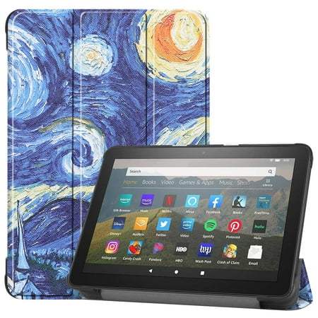 Allytech Amazon New Kindle Fire HD 8 Case (8-inch Display, 10th Generation, 2020 Released), Slim Trifold Stand Protective Auto Sleep Wake Case Cover for Amazon Kindle Fire HD 8 2020, Starry Night