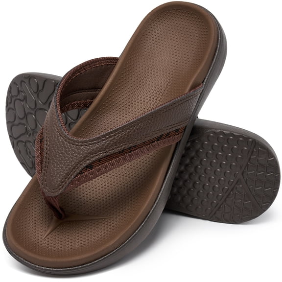 MeMoride Men's Flip-Flops Cushioned Arch Support Non-Slip Thong Sandals for Beach Pool Indoor Outdoor