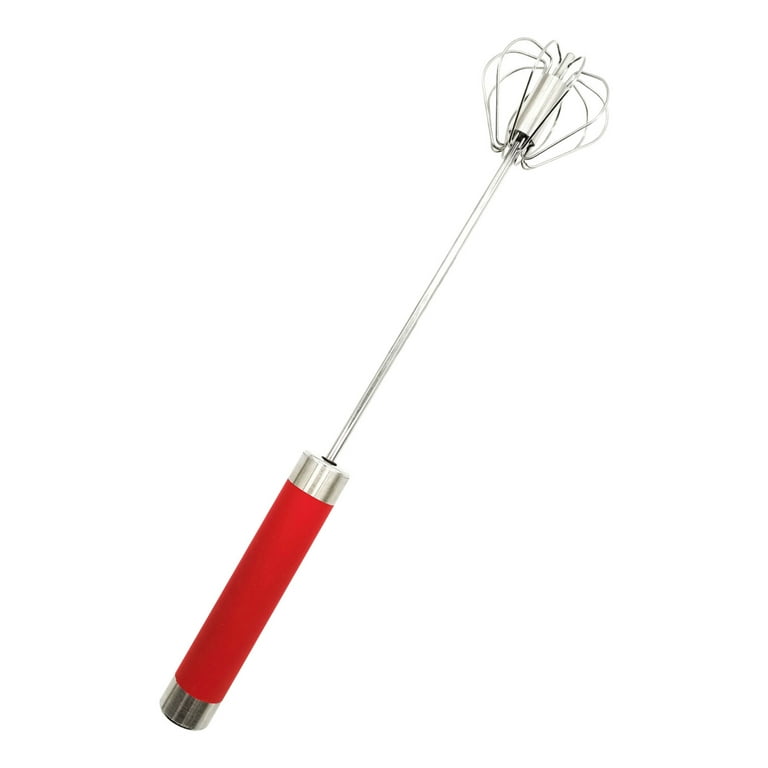 Felirenzacia Stainless Steel Whisk Hand Push Rotary Whisk Semi-Automatic Mixer Stirrer, Size: One size, Red