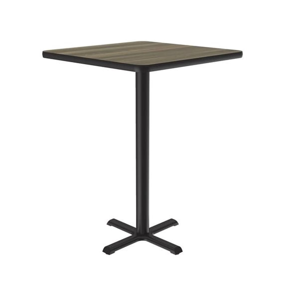 Correll SXB30S-53-98-53 30 in. X-Base High Pressure Laminate Cafe & Breakroom Table with Stamped Steel Base - Colonial Hickory - Square