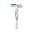 thumbnail image 3 of ANGARA Natural Nature Inspired Emerald Bypass Ring with Diamond Leaf in 14K White Gold for Women (Size-7x5mm) | May Birthstone, Birthday, Anniversary, Jewelry Gift for Women | Natural Emerald Ring, 3 of 10