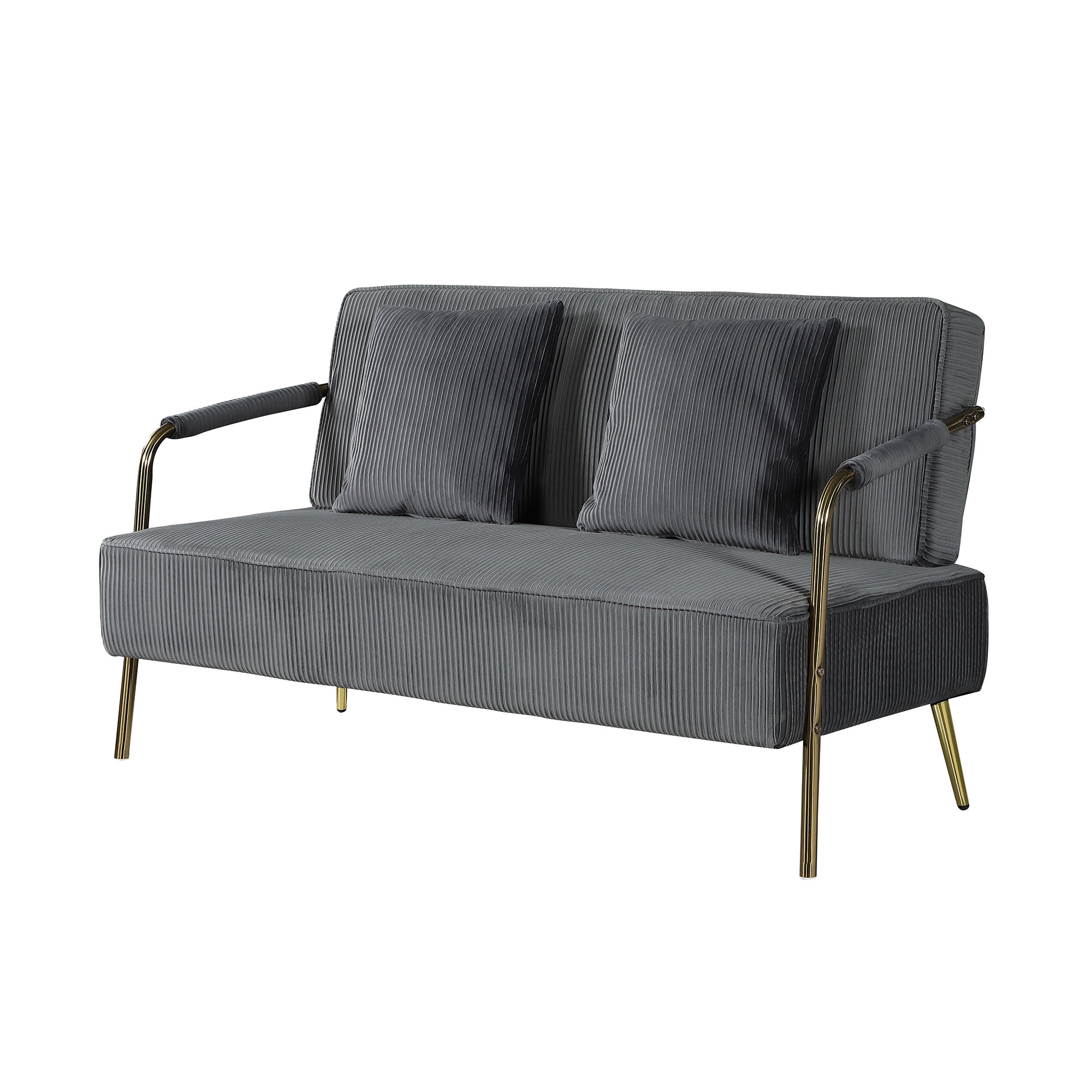 Resenkos Modern Velvet Fabric Sofa Upholstered Loveseat Couch, Gray Resenkos Modern Velvet Fabric Sofa Upholstered Loveseat Couch, Gray
