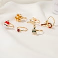 thumbnail image 4 of Jinsinto 6Pcs Christmas Ring Set for Girls Christmas Tree Santa Crutches Elk Rings Festive Crystal Rhinestone, 4 of 4