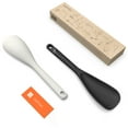 thumbnail image 6 of 2 Pcs Heat Resistant Silicone Cooking Spoon Set - Food Grade Silicone Spatula Spoon for Mixing, Scoop, and Scrape, Dishwasher safe, Bpa Free (Black & Cream White), 6 of 7