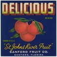 thumbnail image 2 of Anonymous 12x12 Black Ornate Wood Framed Double Matted Museum Art Print Titled: Delicious Brand Citrus Label (1930-1950), 2 of 5