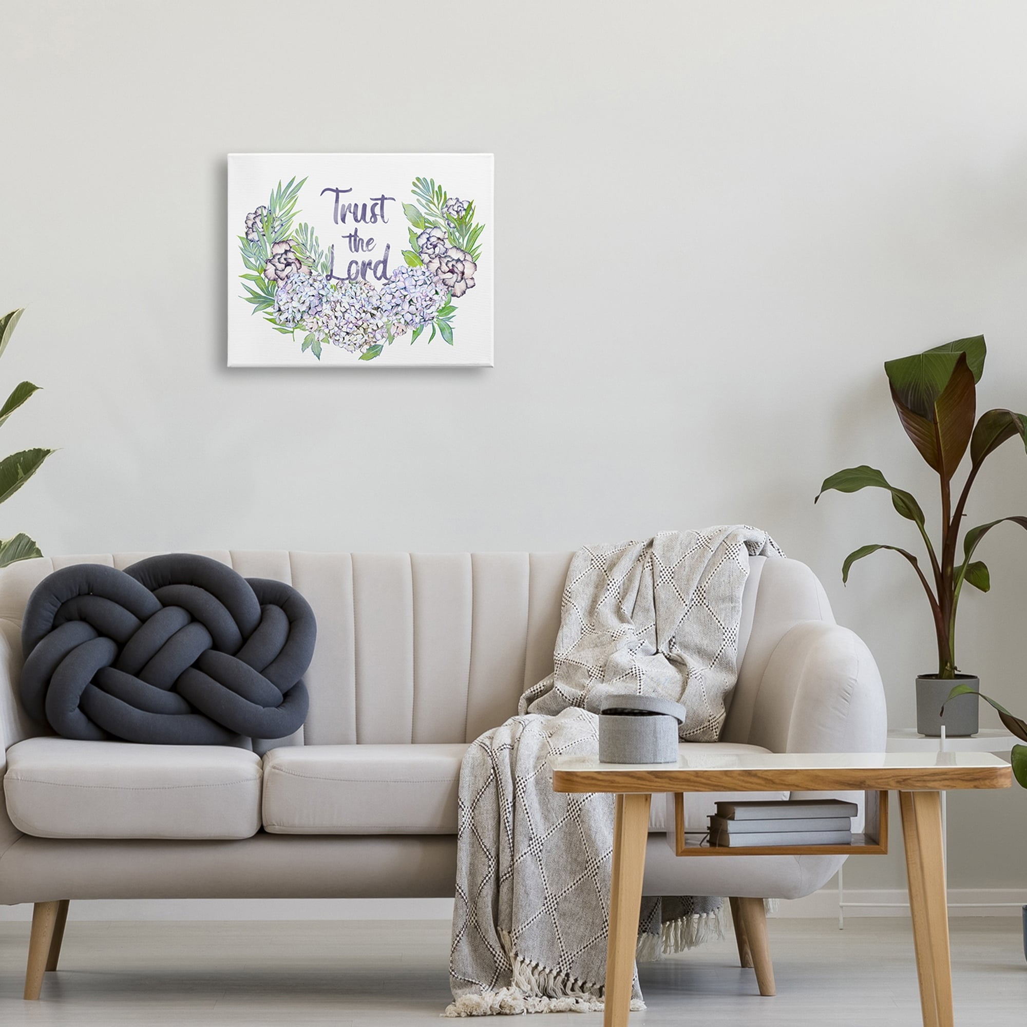 Stupell Industries Trust The Lord Spiritual Quote Hydrangeas Botanical Border , 30 x 24, Design by Ziwei Li