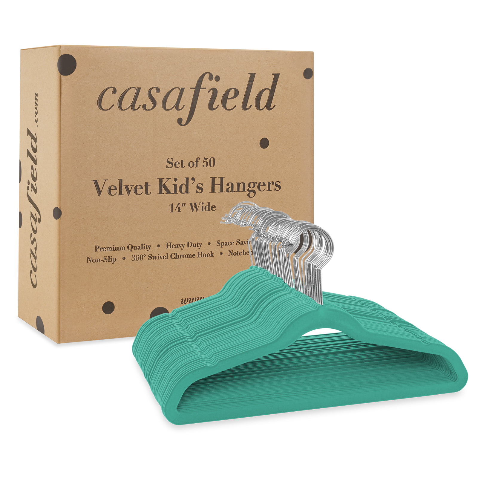 100 Teal Velvet Kid's 14 Hangers by Casafield, 14 x 8 - Harris Teeter