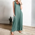 thumbnail image 2 of Women's Sleeveless V Neck Wide Leg Jumpsuit Casual Loose Pocket Maxi Romper, 2 of 5