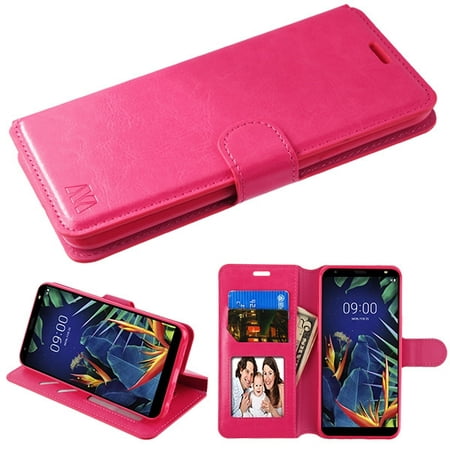 LG K40 Phone Case Leather Flip Wallet Case Cover Stand Pouch Folio Book Magnetic Buckle with Credit Card / ID Slots Holder & Cash Pokcet [Kickstand Feature] PINK Case Cover for LG K40 (Best Feature Phone 2019)