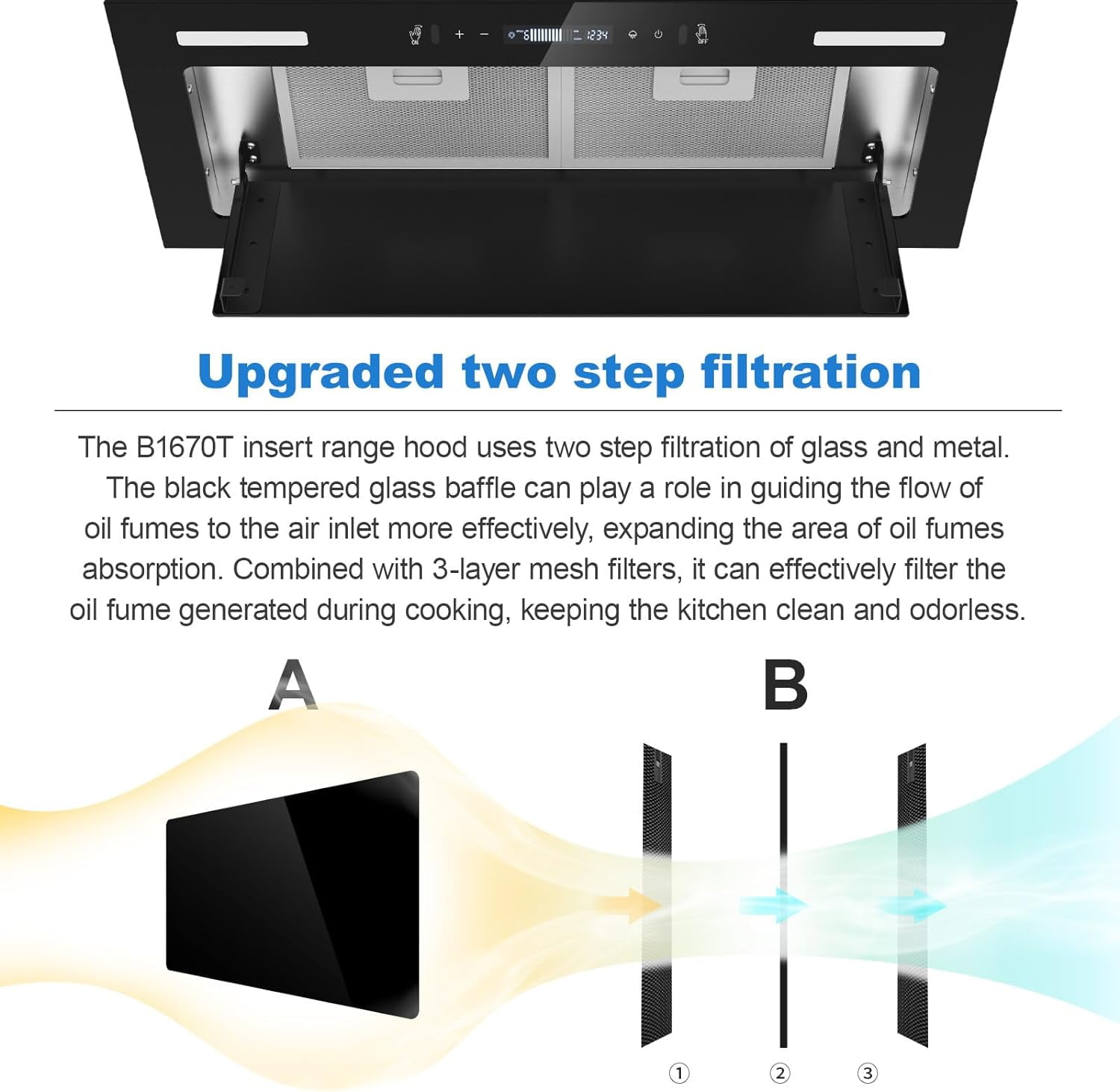 Joeaonz 30 Inch Stainless Steel Range Hood with Gesture Sensing & 800 CFM Airflow