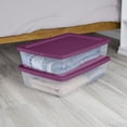 thumbnail image 5 of Sterilite Set of (2) 28 Quart Storage Boxes, Clear Plastic Storage Bin with Snap-on Lid, Magenta, 5 of 10