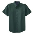 thumbnail image 5 of Mens Short Sleeve Easy Care Cotton/Polyester Shirt Dark Green/ Navy Medium, 5 of 6