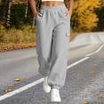 thumbnail image 2 of ZHYou No Boundarie Fleece Sweatpants for Women Casual Soft Stretch High Waist Cuffed Leg Loose Fall Winter Pants with Pockets,Gray,Size M, 2 of 7