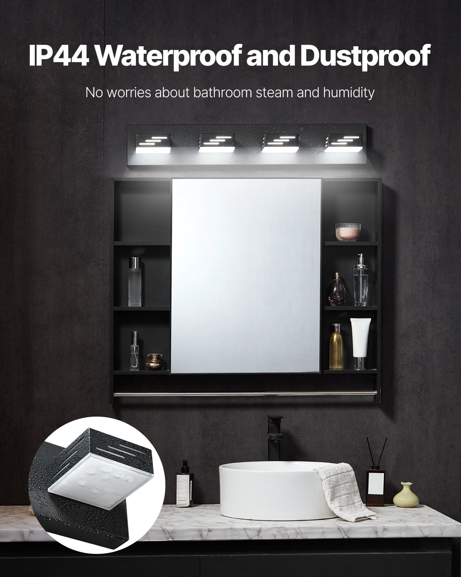 4-Light LED Modern Bathroom Vanity Light Fixtures 25.59-Inch Wall Light Fixtures